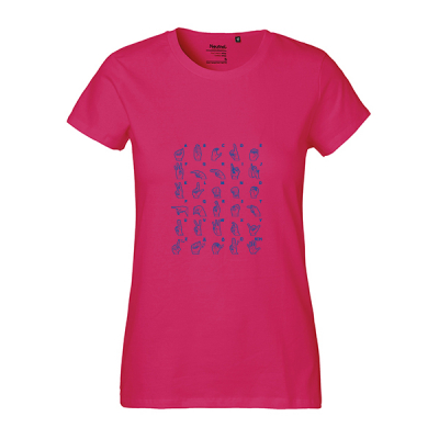 Gebärden T-Shirt Damen (pink + blau)