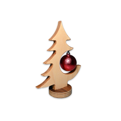 Holzbaum mit Weihnachtskugel Birke